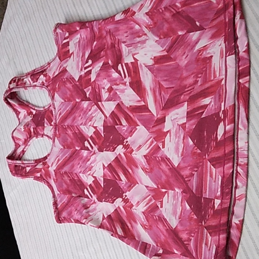 90 Degree By Reflex Pink Geometric Racerback Tank Top